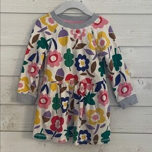 Mini Boden Multicolor Floral Dress with Gray Trim